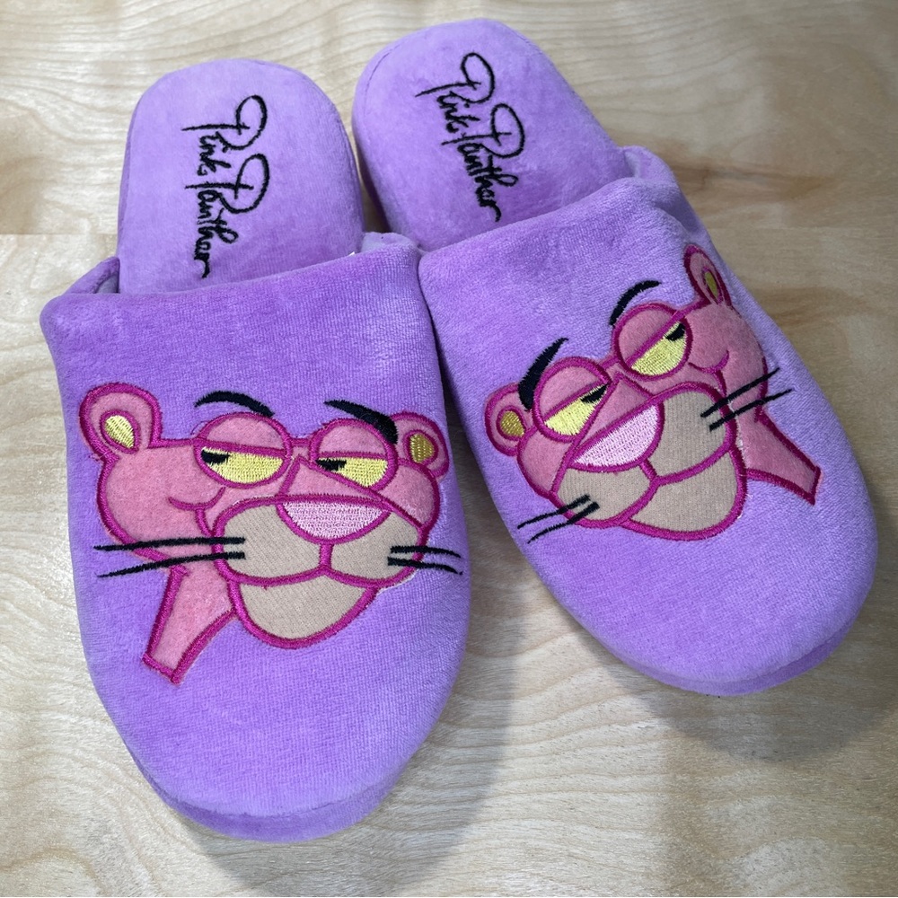 Vintage Pink Panther Comfortable Cushioned Slippers - Purple